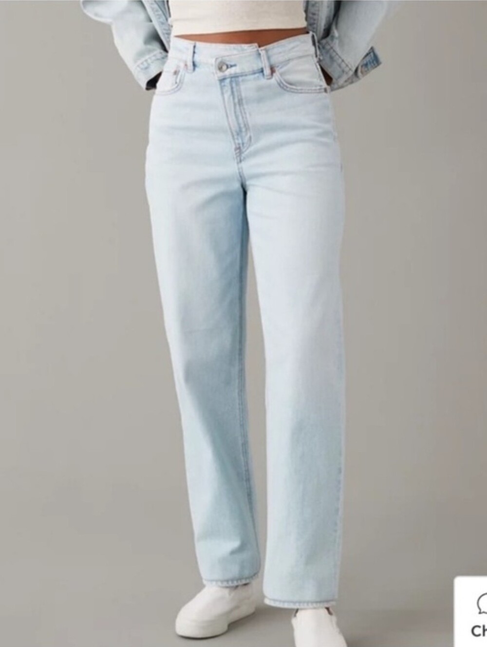 American Eagle Highest Rise Baggy Straight Jeans Light Wash Denim 4